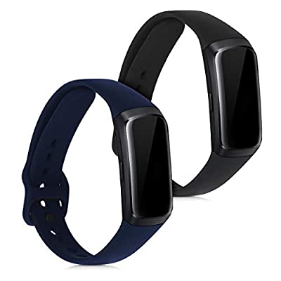 kwmobile 2x 対応: Samsung Galaxy Fit (SM-R370) バンド - 交換ベルト シリコンバンド ソフト TPU 耐久性 - 黒色/紺色