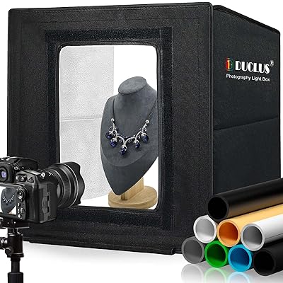 撮影ボックス 40cm 折りたたみ DUCLUS Light Box 撮影用ブース 簡易 写真スタジオ 明るさ調節可能 160個LED ライト、8枚商品撮影 背景