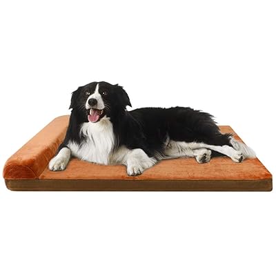 ペットベッド ペットマット洗える 犬ベッド大型犬 クッション性が 足腰の弱いペットに最適 枕付き 取り外せるカバー 滑り止め（コーヒーブラウン L）