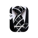[DiBanGu] ネクタイ ブラック 格子縞 ネクタイ ハンカチ カフスボタン セット 入学式