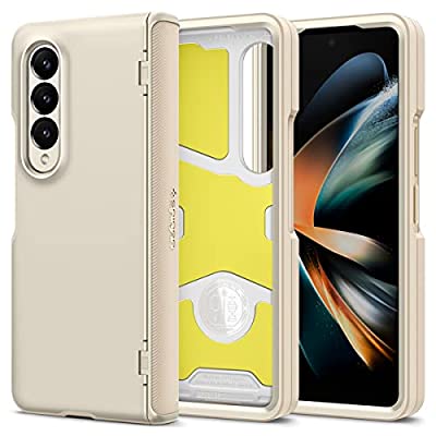 Spigen ケース 全面保護 フルカバー 3重構造  米軍MIL規格取得 耐衝撃 ワイヤレス充電対応 ギャラクシー Z フォルド 4 スリム・アーマー・プロ (パールド・アイボリー)