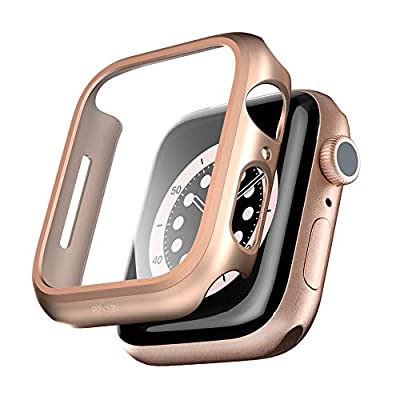 PZOZ Apple Watch 6/SE/5/4 ケース 保護フィルム アップルウォッチ6 カバー 全面保護 耐衝撃 PC アクセサリー 対応 (40mm, ローズゴールド)