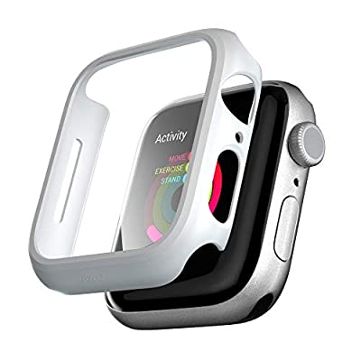 PZOZ Apple Watch 6/SE/5/4 ケース 保護フィルム アップルウォッチ6 カバー 全面保護 耐衝撃 PC アクセサリー 対応 (44mm, ホワイト)