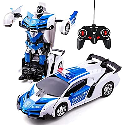 楽天ARストア　楽天市場店WEECOC ロボットおもちゃ 変形玩具車 RCカー 2合1 ラジコン 遠隔操作 変形することができる 子供の好きなギフト （青）