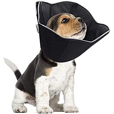 Ycozy エリザベスカラー 猫/小型犬 防水布製 サイズ調整可能 手術後ケア 傷口保護 舐め防止 噛み防止 引っ掻き防止 軽量快適 ブラック S | 周25.5-31.5cmのサムネイル