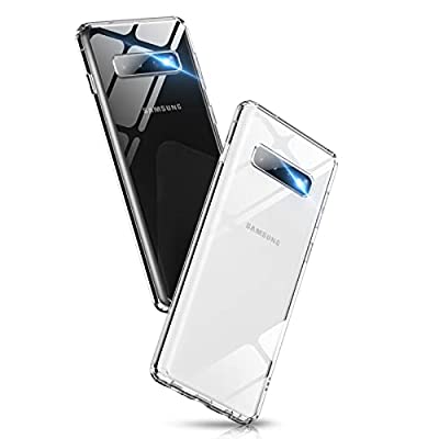Galaxy S10 ケース クリア Aunote スマホケース 背面ガラス TPUバンパー 薄型 軽量 耐衝撃 レンズ保護 四隅滑り止め ストラップホール付き ギャラクシーs10ケース (S10, クリア)