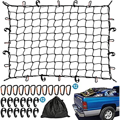 Kohree カーゴネット 180×120cm 車用 ラゲッジネット ルーフキャリア ツーリングネット 天井 荷物落下防止 ゴム 伸縮性 トランク 荷台..