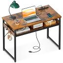 机 pcデスク パソコンデスク 幅80cm ゲーミングデスク 収納付き コンセント付き 勉強机 computer desk ?子 ワークデスク ??? フック2個付き コンパクト テレワーク用 省スペース 組立簡単 ビンテージ