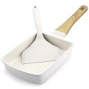 卵焼き フライパン IH・ガス火対応 14×18cm 焦げ付かない 卵焼き器 耐熱ハンドル付き玉子焼き フライパン セラミックコーティング 体に害のない お手入れ簡単 軽量 PFOA PFOS フリー【600日】 ホワイト Egg Pan - 5"