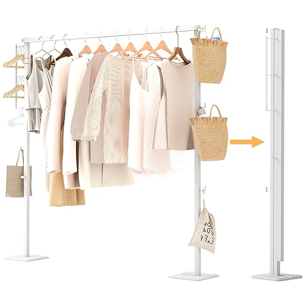 折り畳み 室内物干し ホワイト 使用時:幅約175×奥行約25×高さ約160cm 洗濯物干し コンパクトに収納できる 組み立て簡単 ステンレス製 ホワイト