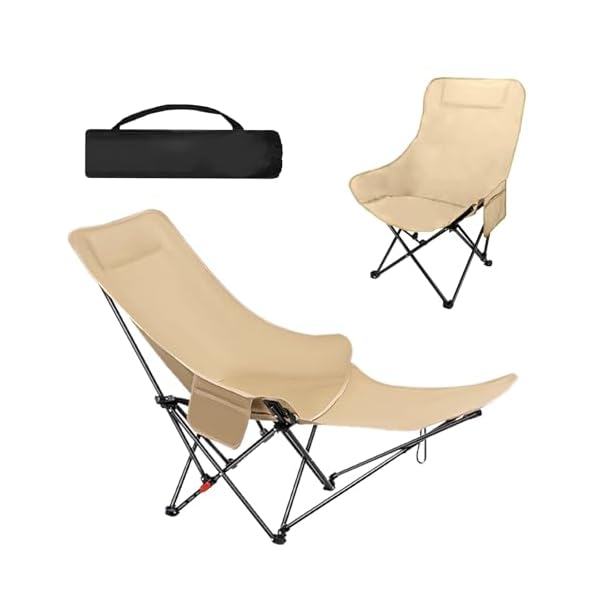リクライニングチェア【超耐荷重120kg＆僅か2.5kg】キャンプ 椅子 折り畳み 軽量・コンパクト アウトドアチェア 携帯便利 4段階調整 折りたたみ椅子 ピクニック 仮眠/昼休み/お釣り/キャンプ/アウトドア/バーベキューに適応 枕/収納ポケット