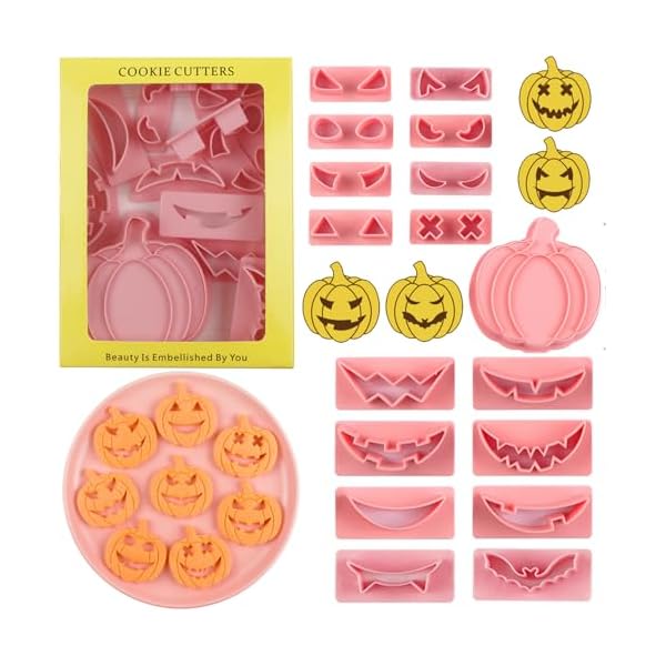 ハロウィン クッキー型 パンプキン クッキー型 ハロウィン クッキー型 ハロウィンかぼちゃ クッキー型 18点セット 目形8種類+口形8種類 64 のルックスを...