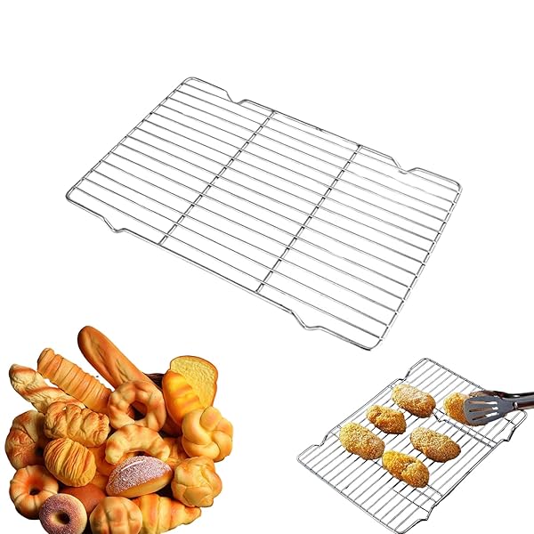 ケーキクーラー 冷却ラック 粘らない 焦げ付き防止 耐高温と低温 クーラーメッシュ ケーキ クッキー パン ドーナツ チョコレート 角型 クッキー パン 冷ます エアフライヤーアクセサリー 調理器具 ベーキング用品 30*20*1.5cm
