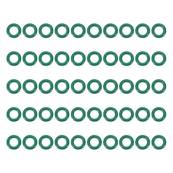 oリング ゴムパッキン オーリング 7mm外径 4mm内径 1.5mm 幅 50個 耐熱 耐油 防水 FKMシーリング エアコン交換 汎用 水道 配管 蛇口 自動車 圧縮機バルブ修理 緑