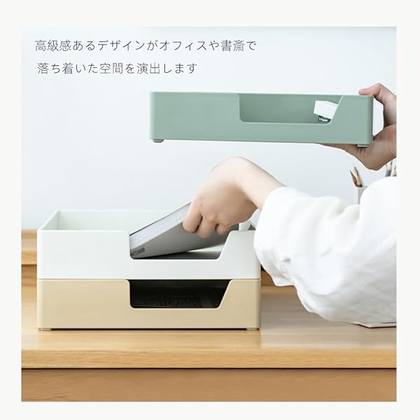 デスクトレー 縦型 ドキュメント収納 積み重ね可能 机上用品 オシャレ 整理整頓 オフィス収納（ホワイト） ar-store-10039188 ARストア 楽天市場店 サンプル画像2