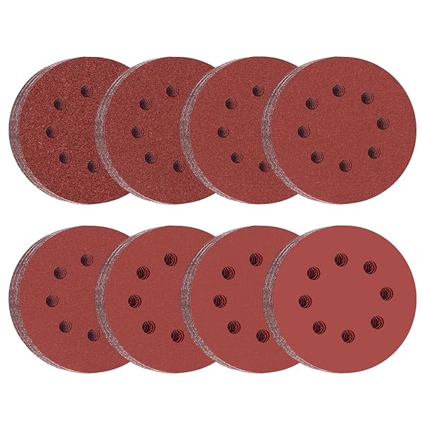 ディスクペーパー 125mm ランダムサンダー ペーパー 丸型 8穴 マジック式 サンディングディスク,計80枚..