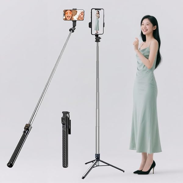 スマホ 三脚 ハンドル直径は35cmです自撮り棒 iphone 軽量 安定感があり ぐらつかない じどり棒 展開時の高さ180cm スマホスタンド 三脚 収納後31cm 360°+270°可調節 iphone & android対応 長い セルカ棒