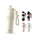 GOOM 水筒 680ml 保冷ボトル 31603 ステンレスボトル ストロー付き水筒 大容量 真空断熱 ストラップ 付き シームレス 魔法瓶 漏れ防止 洗いやすい オシャレ 携帯便利 ライトスポーツ アウトドア (ホワイト)