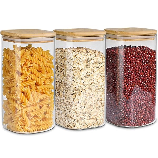 【送料無料】キャニスター コーヒー 1500ml ガラスキャニスター 密閉 四角保存瓶 小型 密封瓶 麦茶 パック保存容器 竹蓋付き 小麦粉保存容器 穀物 コー...
