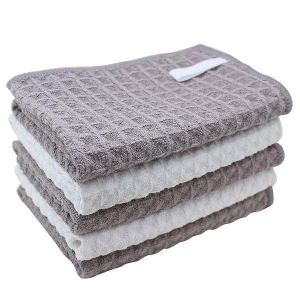 【送料無料】ふきん マイクロファイバー布巾 強力吸水 速乾 雑巾 食器 拭きガラス 窓鏡 キッチンタオル 台拭き 掃除用品 ワッフル調 キッチンクロス (混色-全部大柄)