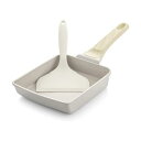 【送料無料】卵焼き フライパン フライ返し付き 18cm*15cm 焦げ付かない IH対応 ガス火対応 PFOAフリー 握りやすい お手入れ簡単 軽量 ターナー付き ホワイト