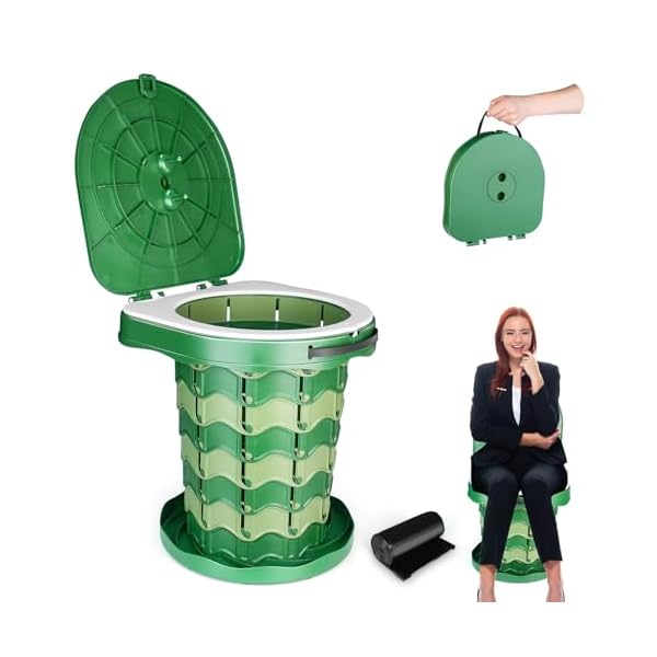 【送料無料】簡易トイレ折りたたみ式 ポータブルトイレ 軽量で持ち運び可能+排泄物処理袋, 折りたたみ式ポータブルトイレ キャンプ (カモフラージュ)