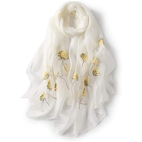 【送料無料】アンミダ シルク ストール 紫外線防止 スカーフ シルク 大判 ストール 刺繍 レディース 春夏 上品