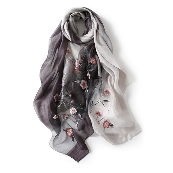 【送料無料】アンミダ 超薄手 大判ストール スカーフ マフラー ストール 花 ショール 刺繍 大判ストール シルク レディース 春夏 上品 おしゃれ 海 旅行 日焼け防止 UV対策