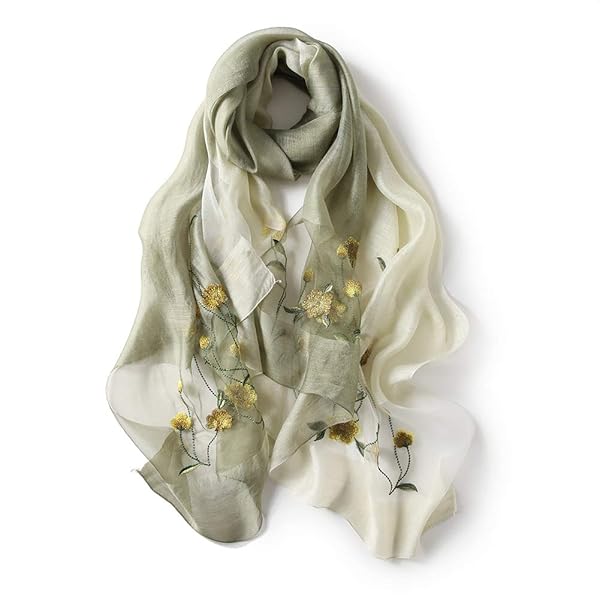 【送料無料】アンミダ 超薄手 大判ストール スカーフ マフラー ストール 花 ショール 刺繍 大判ストール シルク レディース 春夏 上品 おしゃれ 海 旅行 日焼け防止 UV対策