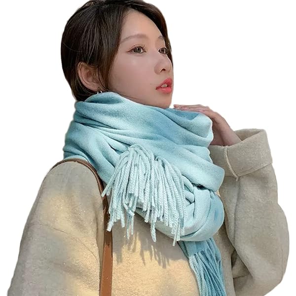 【送料無料】マフラー レディース 無地 やわらかい ストール レディース メンズ 温かい 軽い防寒 マフラー 冷え対策 大判 無地 男女兼用 春 秋 冬 用 無地防寒 パーティー 冷房対策 (白藍花)