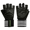 【送料無料】トレーニンググローブ 筋トレ スポーツ ウェイトリフティング クッションパッド付 手首固定 リストラップ付 滑り止め サイクリング グローブ メンズ...