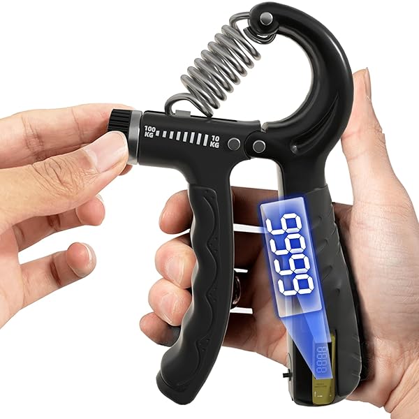 【送料無料】ハンドグリップ 10-100kg 可変式 電子カウンター 握力 トレーニング ハンドグリッパー 握..