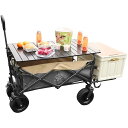 【送料無料】キャリーワゴン キャンプワゴン テーブル付き アウトドアワゴン 折りたたみ式 後部展開可 ...