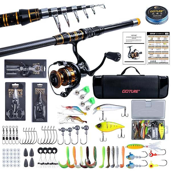 【送料無料】釣りセット 投げ竿 2.4mスピニングリール3000番付属 66枚ルアー 初心者向け 防水収納バッ..
