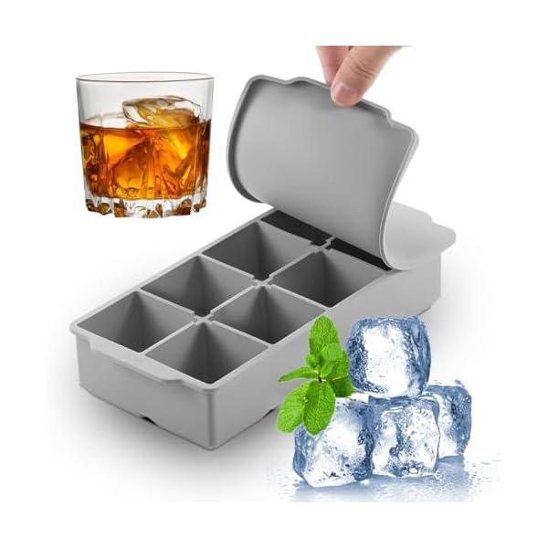 【送料無料】1個入シリコン 製氷皿 製氷器 蓋付き 四角氷 製氷機製氷ケースアイスキューブ 氷トレー ソフト取り出しやすい（グレー，8穴）