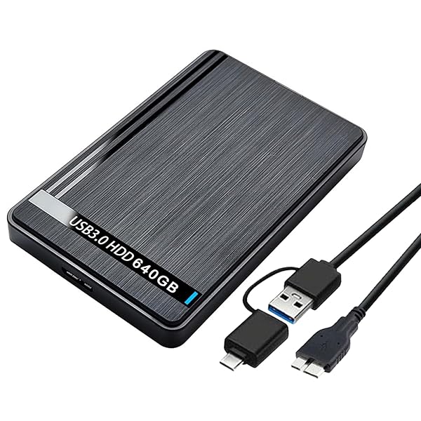 【送料無料】外付けHDD 640G USB3.0 Type C HDD 2in1外付け ハードディスク 2.5インチ機械式ハードドラ..