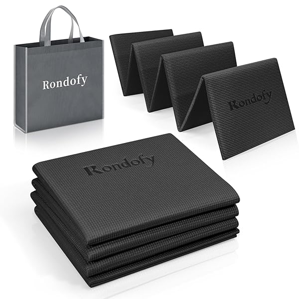 【送料無料】ヨガマット 折りたたみ 6mm トレーニングマット 折り畳み 持ち運びに便利 エクササイズマット フィットネス ピラティス ヨガマット 人気 収納袋付き (ブラック)