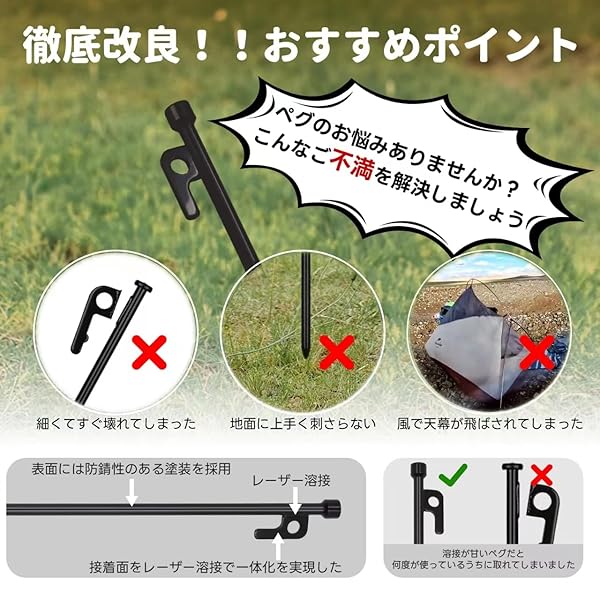 【送料無料】鍛造ペグ 30cm 20cm 25cm キャンプ テント タープ ソリッドステーク S...