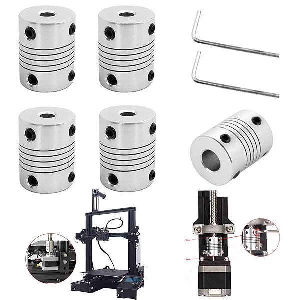 【送料無料】5個フレキシブルカップリングフレキシブルシャフト5x8x25mm 3DプリンターパーツDIY + M3ア..