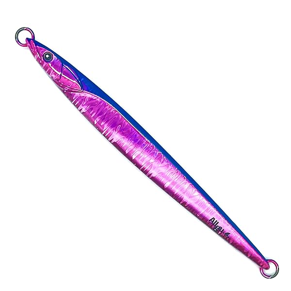 【送料無料】Allgu メタルジグ 弐号 100g ブルピン ベリーターコイズグロー バーチカル ジギング セミロングジグ 太刀魚 多層コート