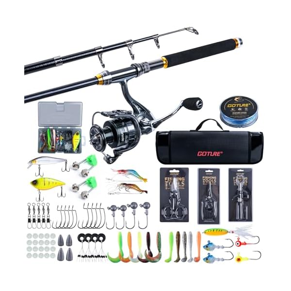 【送料無料】釣りセット 投げ竿 シーバスロッド 2.1m スピニングリール付属 66枚ルアー+32種小物完備 ..