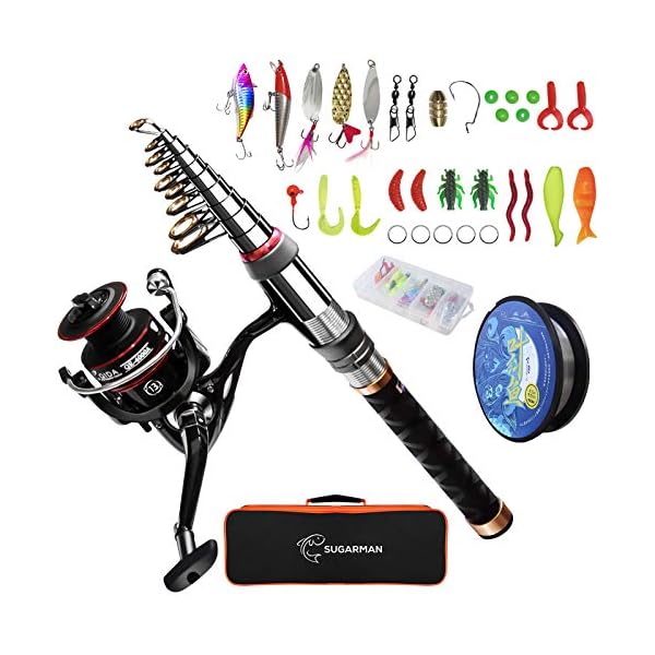 【送料無料】釣りセット 釣り竿 1.8M炭素伸縮釣竿 ロッド スピニングリール 釣り餌 釣り糸付 初心者向..