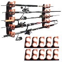 【送料無料】ロッドスタンド 10本立て 壁掛け釣り竿ラック ガレージ用釣り竿ホルダー フィッシングギア収納オーガナイザー 男性のプレゼント 誕生日プレゼント