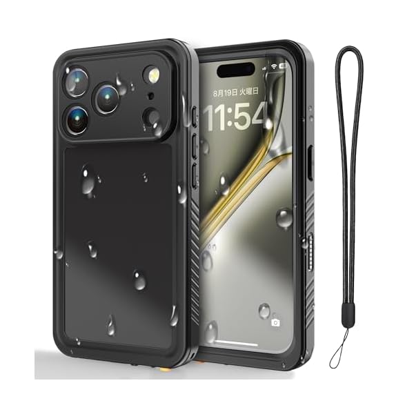 【送料無料】iPhone 17 Pro 防水ケース 完全防水 【IP68認証 & MIL規格耐衝撃】 水中撮影可能 アウトドア防護ケース｜防塵防雪・カメラ保護・ストラップ付き（6.3インチ対応）
