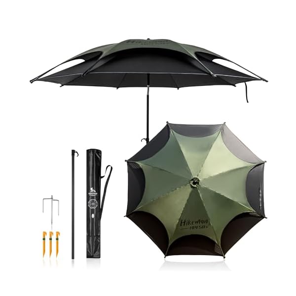 【送料無料】パラソル 釣り 風に強い 大型 釣り用パラソル ビーチパラソル 二層式 チルト機能付き UVカット 防水 軽量 持ち運び 収納袋付き 釣り傘 フィッシングパラソル アウトドア キャンプ(グリーン×ブラック 直径200cm)