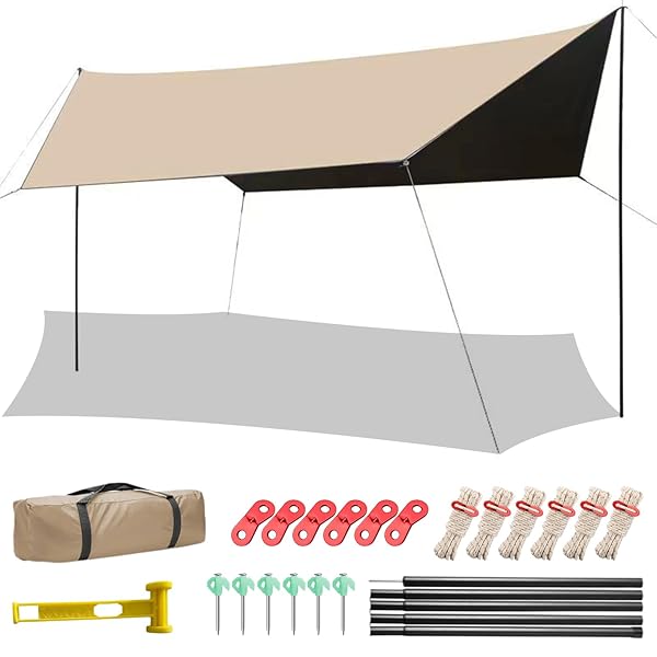 【送料無料】ヘキサタープ【ブラックラバーコーティング 工場直販】タープ 天幕 大型 防水タープ テント キャンプ テントとの取り組み可能 撥水加工 日除け/遮光/遮熱/難燃/耐水性優れ 軽量 UPF50+ 紫外線カット 5000mm耐水圧 210D高