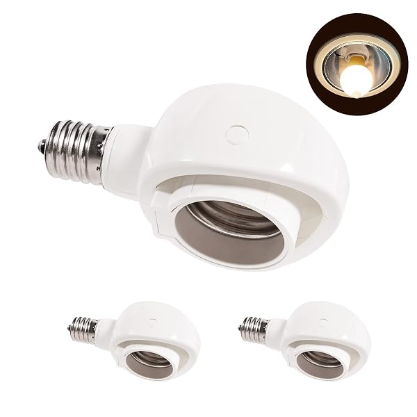 - E17→E26 LED電球専用-可変式ソケット-屋内用-ソケット変換コンセント-簡単取付