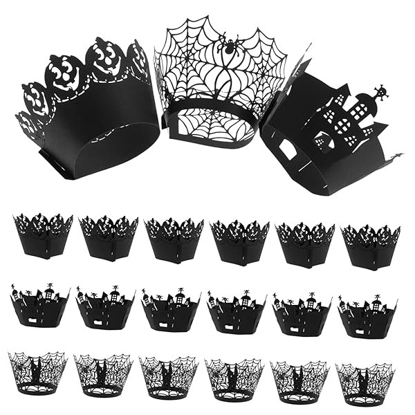 【送料無料】カップケーキ 紙 ハロウィン 耐熱 72個セット ホロウ ケーキ ボーダー ハロウィンカップケーキ カップケーキ紙ケース halloween チョーコー 装飾 マフィンの包み紙 カップケーキラッパー パーティー用品