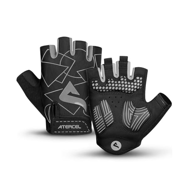 【送料無料】サイクルグローブ 自転車 手袋 指切り【6MM SBRパッド 衝撃吸収 耐磨耗性 滑り止め 通気性】夏 3D 立体 ロードバイク グローブ サイクリンググローブ 男女兼用（グレー M）