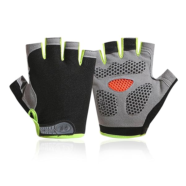 【送料無料】サイクルグローブ 夏 自転車 手袋 指なし 指切り(パッド衝撃吸収/メッシュ通気性/3D立体/耐磨耗性/滑り止め) サイクリンググローブ ロードバイク 伸縮性 メンズ レディース 男女兼用 (グリーン, L)